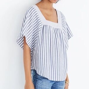 Madewell Butterfly Top. Gray & White Striped. Size Medium.